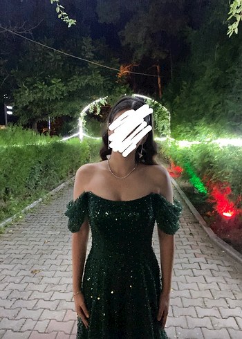 Drapeli Midi Yeşil Abiye Elbise