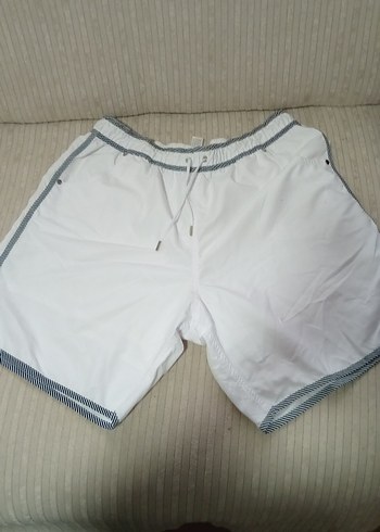 Erkek Beyaz Mini Rahat Yüzme Şortu - Görsel 2