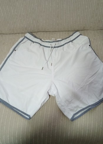Erkek Beyaz Mini Rahat Yüzme Şortu - Görsel 4