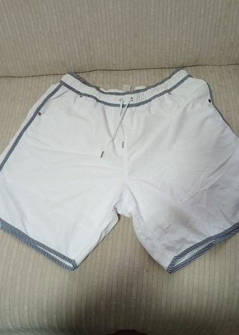 Erkek Beyaz Mini Rahat Yüzme Şortu - Görsel 3