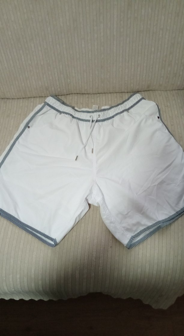 Erkek Beyaz Mini Rahat Yüzme Şortu - Görsel 2