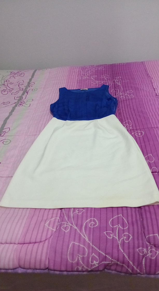 Mavi Üst Beyaz Etekli Hamile Elbisesi - Görsel 2