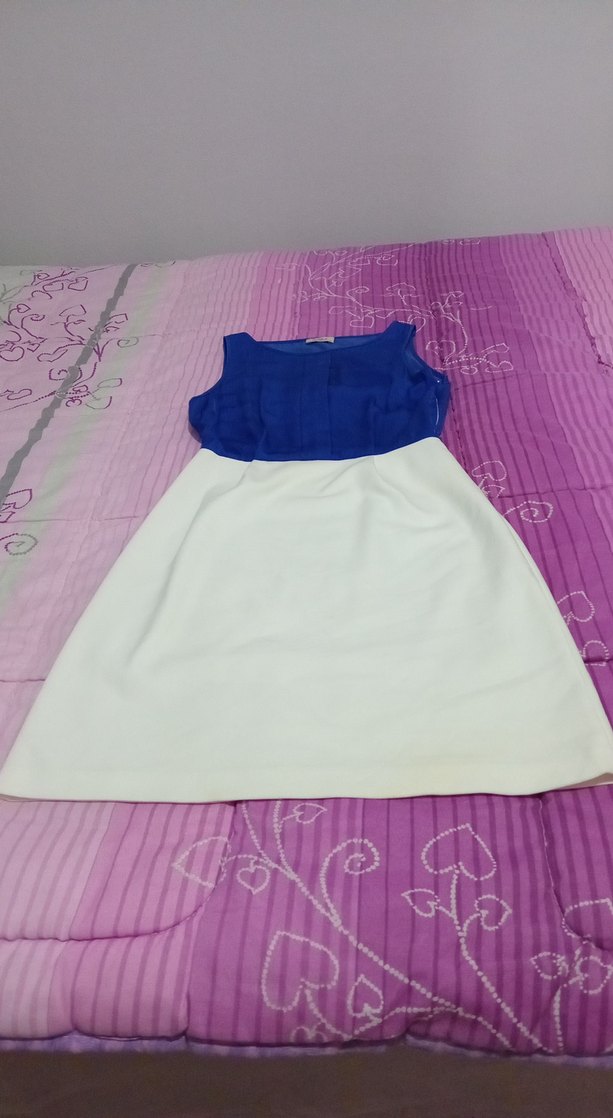 Mavi Üst Beyaz Etekli Hamile Elbisesi - Görsel 3