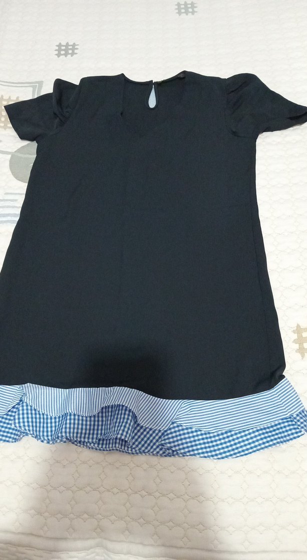 Mavi Volanl Midi Elbise - Görsel 3