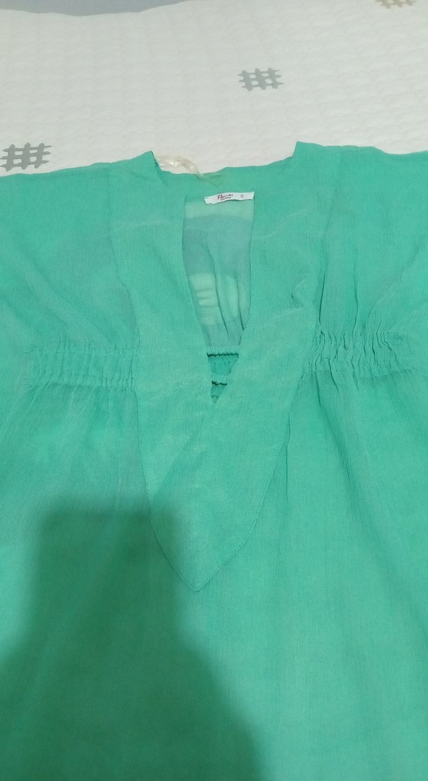 Kız Çocuk Turkuaz Keten Püsküllü Panço - Görsel 4