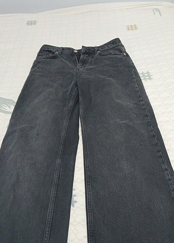 38 Beden gri Renk Gri Midi Kadın Bol Kesim Denim Jean
