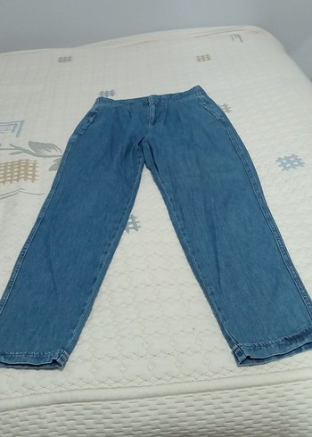 38 Beden Kadın Mavi Rahat Kesim Midi Kot Pantolon