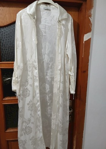 Uzun Beyaz Bohem Kadın Sabahlık - Görsel 6