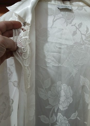 Uzun Beyaz Bohem Kadın Sabahlık - Görsel 8