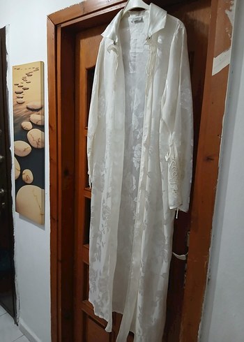 Uzun Beyaz Bohem Kadın Sabahlık - Görsel 5