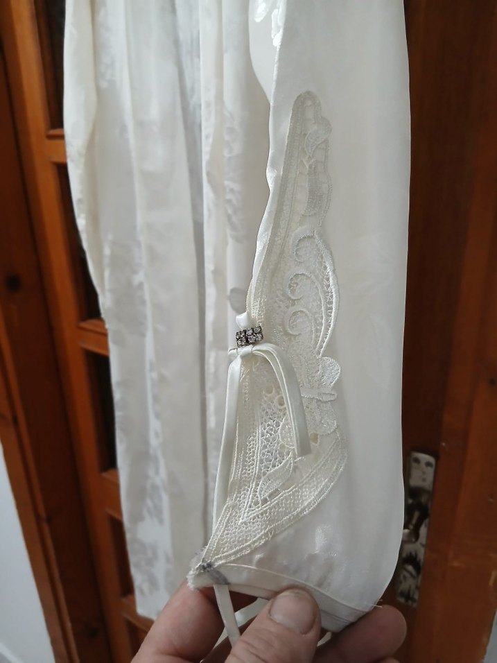 Uzun Beyaz Bohem Kadın Sabahlık - Görsel 2