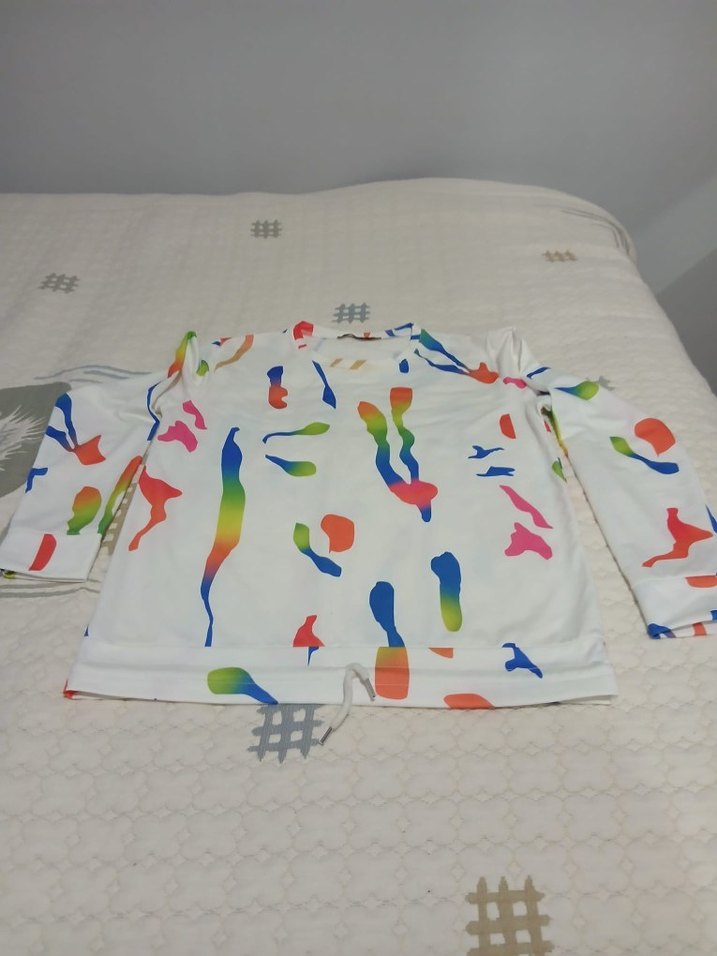 Renkli Baskılı Uzun Kollu Mini bluz - Görsel 2