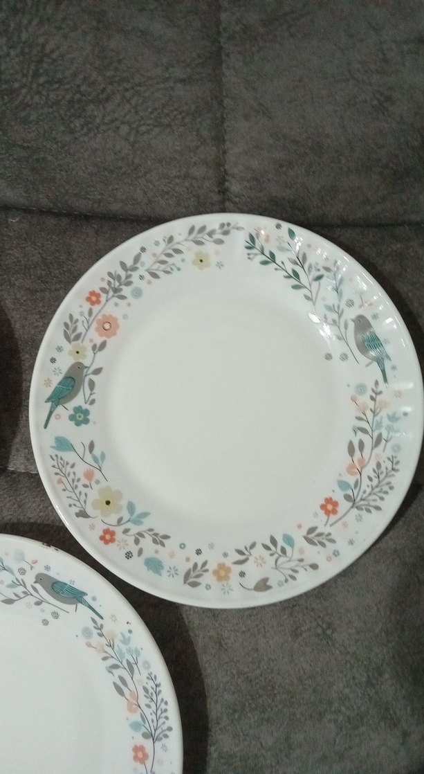 Çiçek ve Kuş Desenli 3 Beyaz Tabak - Görsel 5