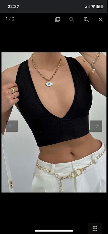 Siyah Fitilli Crop Top