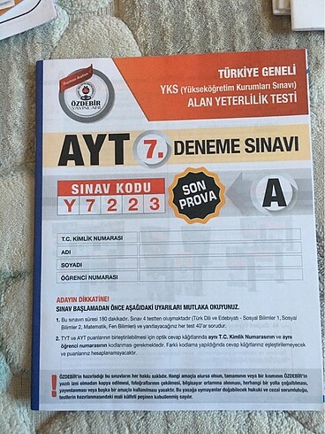 Ayt Özdebir deneme