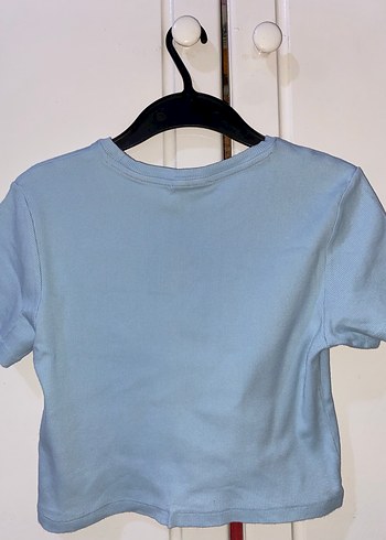 Kız Çocuk Mavi Denim Kısa Kollu Tişört