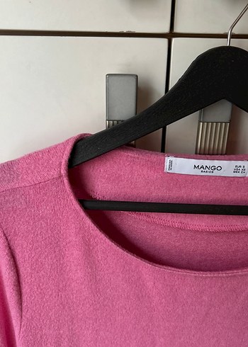 Pembe Kadın Keten Uzun Kollu Basic Kazak - Görsel 3