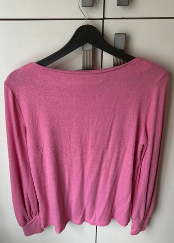 Pembe Kadın Keten Uzun Kollu Basic Kazak - Görsel 2