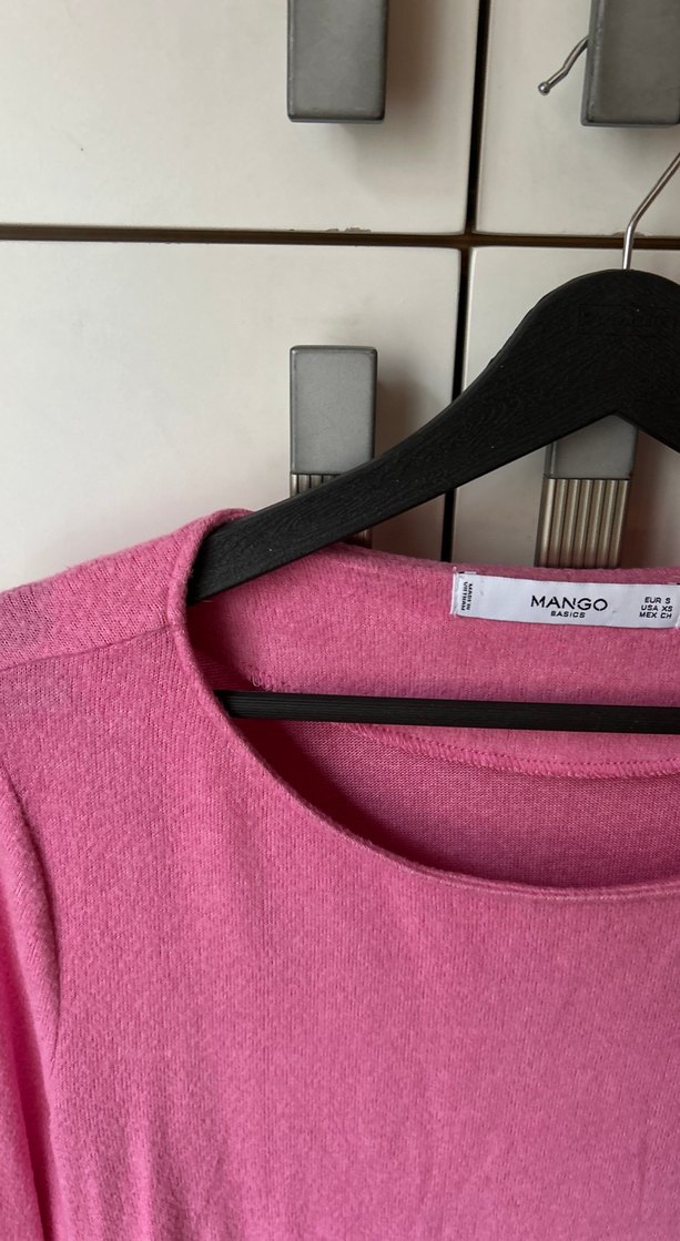 Pembe Kadın Keten Uzun Kollu Basic Kazak - Görsel 3