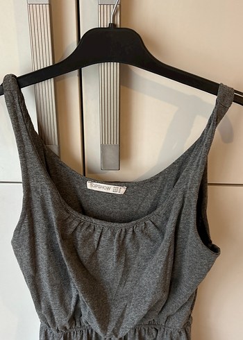 Gri Kolsuz Hamile Uzun Elbise - Görsel 2