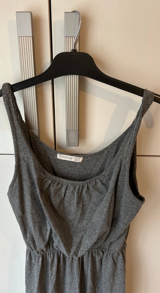 Gri Kolsuz Hamile Uzun Elbise - Görsel 2