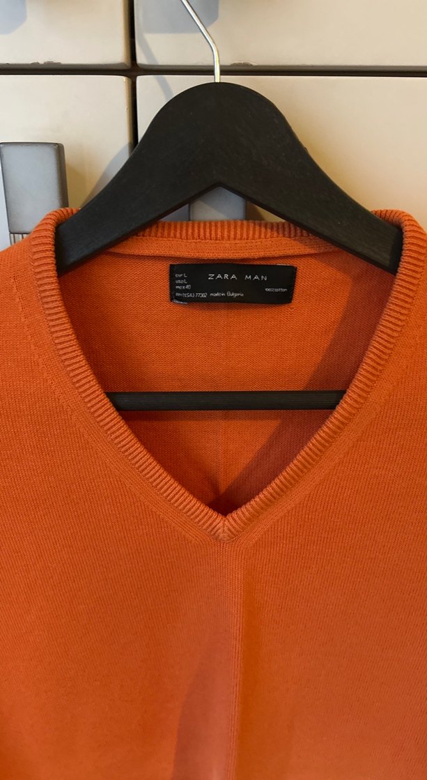 Turuncu ve beyaz merserize 2 adet erkek kazak - Görsel 3