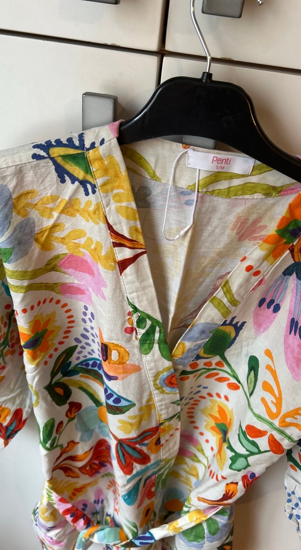 Çiçek Desenli Bohem Kısa Kollu Mini Kimono - Görsel 3