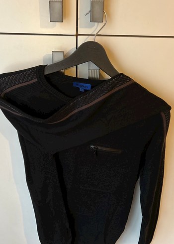 Siyah Erkek Süet Fermuarlı Sweatshirt - Görsel 3