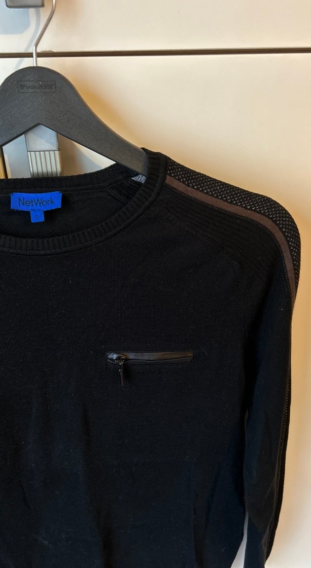 Siyah Erkek Süet Fermuarlı Sweatshirt - Görsel 2