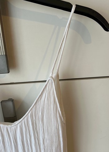 Beyaz Keten V Yaka Uzun Elbise . İçi astarlı , iç göstermez . - Görsel 3