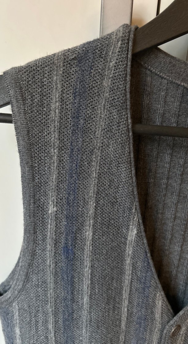 Düğmeli V Yaka Gri Kot Kadın Süveter - Görsel 2