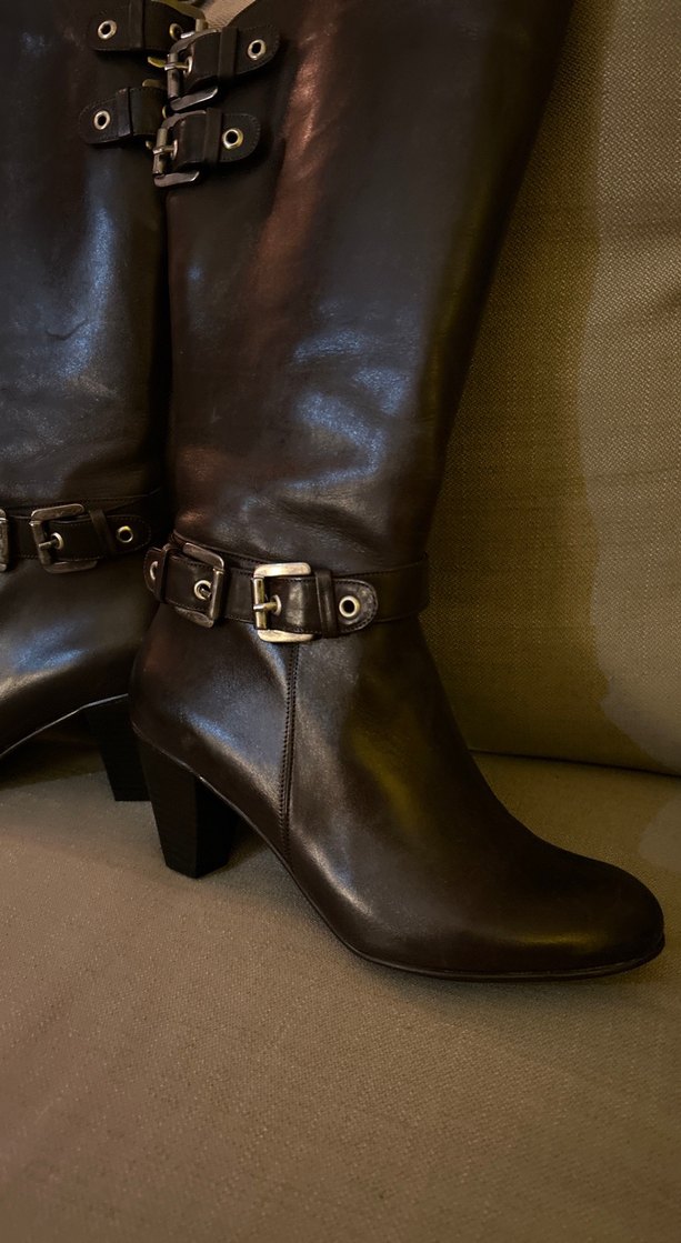 Kahverengi Deri Tokalı Dizüstü Kadın Çizme - Görsel 3