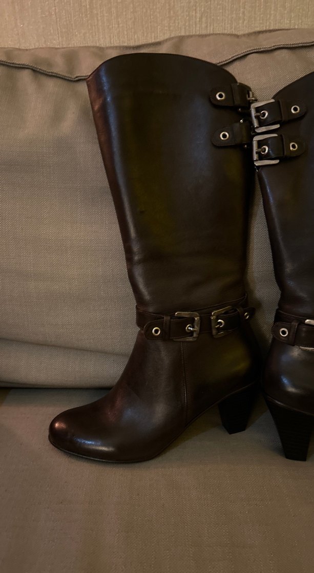 Kahverengi Deri Tokalı Dizüstü Kadın Çizme - Görsel 5