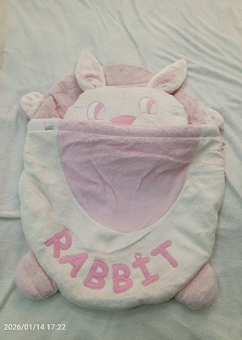 Pembe Tavşan Desenli Çocuk Uyku Tulumu bebek alt açma - Görsel 3