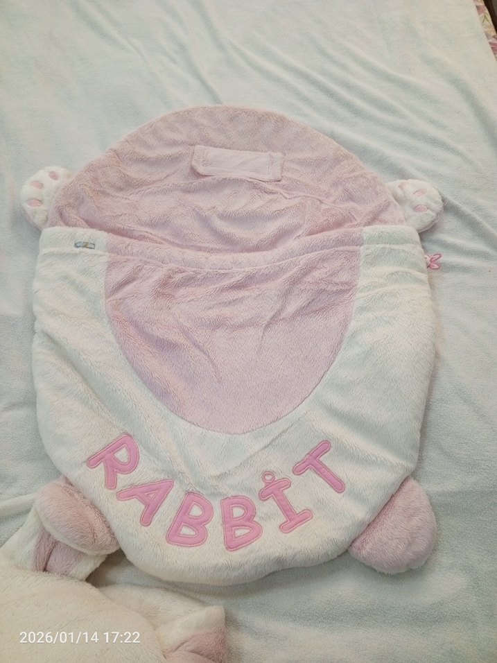 Pembe Tavşan Desenli Çocuk Uyku Tulumu bebek alt açma - Görsel 4