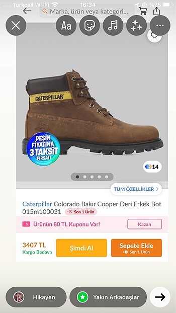 Diğer GATERPILLAR erkek bot çok az kullanıldı