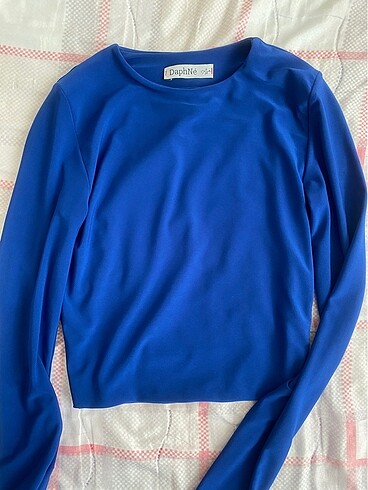 s Beden Mavi uzun kollu crop
