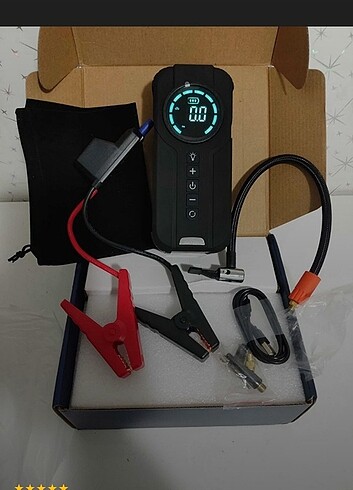 Lastik hava pompası akü ateşleyici LED ışık powerbank 