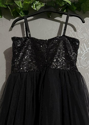 Siyah Straplez Payetli Elbise - Görsel 8