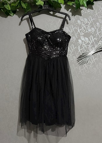 Siyah Straplez Payetli Elbise - Görsel 3