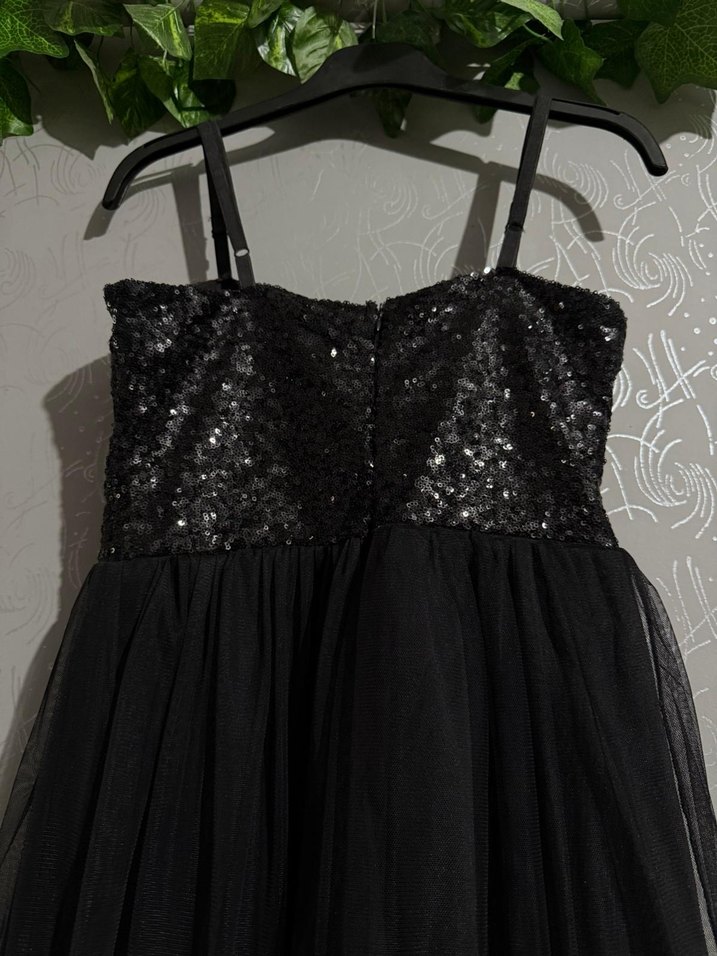 Siyah Straplez Payetli Elbise - Görsel 2