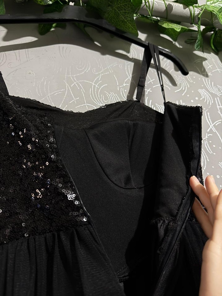 Siyah Straplez Payetli Elbise - Görsel 5