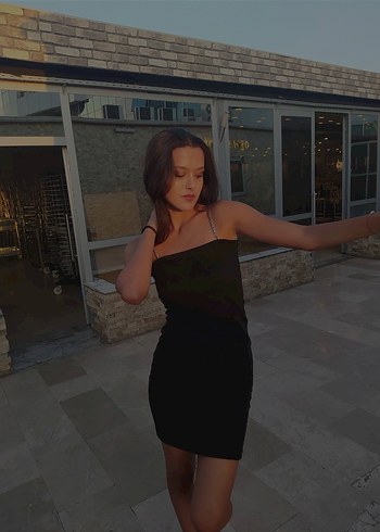 Siyah Straplez Mini Elbise - Görsel 3