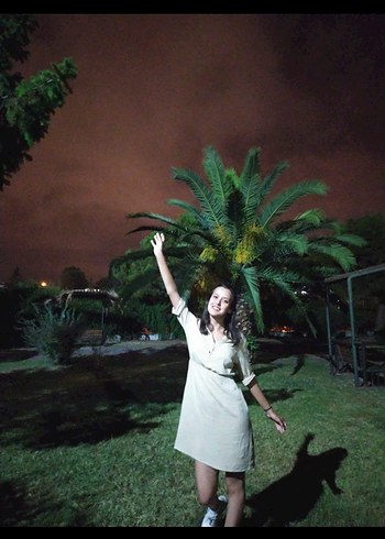 Bej Mini Kısa Kollu Rahat Elbise - Görsel 2