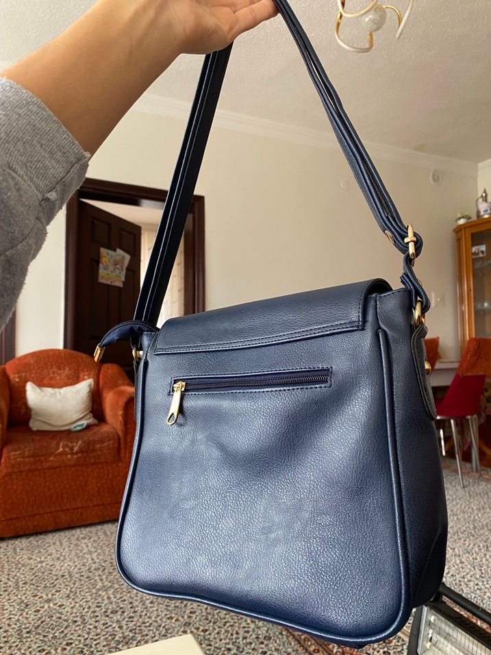 Mavi Deri Tokalı Kadın Çanta - Görsel 2