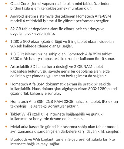 Hometech ALFA-8SM 32 GB 8" Tablet - Görsel 6