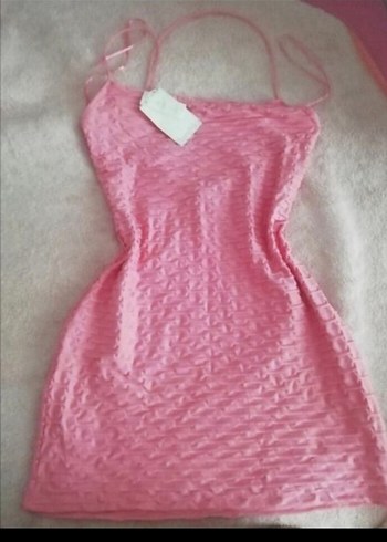 bershka Pembe Askıli Elbise