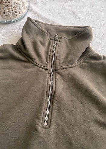 Yarım Fermuarlı Yüksek Yakalı Sweatshirt - Görsel 5