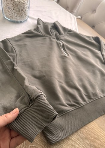 Yarım Fermuarlı Yüksek Yakalı Sweatshirt - Görsel 4