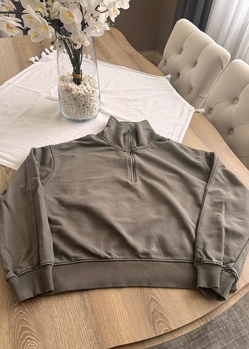 Yarım Fermuarlı Yüksek Yakalı Sweatshirt - Görsel 3